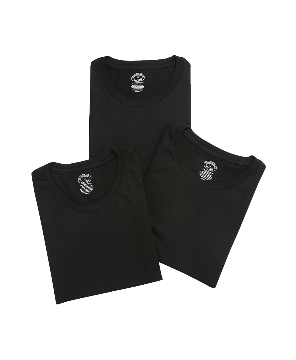 수피마 코튼 크루넥 티셔츠 3팩 세트 (블랙)